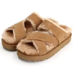 ✅ほぼ新品✅UGG GREENPORT CROSS STRAP SLIDE 茶のサムネイル