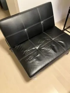 2人掛け ソファー リクライニングソファ 手動ブラック 黒