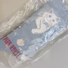 さざなみネコ✨水色PINK HOUSE ソックス 靴下 ライトブルーのサムネイル
