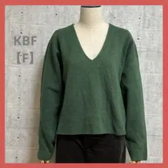 KBF 【F】 グリーン系 Vネック長袖 ニット アクリル