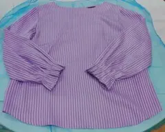 値下~リフレクト Reflect 長袖ノーカラーブラウス ピンクパープル系