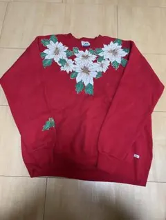 80s〜90s USA製 Lee ポインセチア柄 スウェット XL
