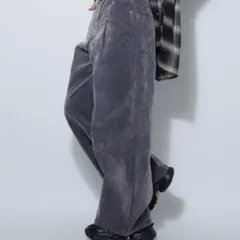 PAGEBOY ワイドベルベットデニムパンツ ミッドブルー パープル Aラインのサムネイル