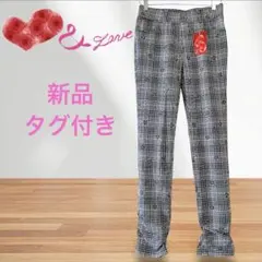 【&LOVE】アンドラブ 格子柄カメリアデザイン ストレッチパンツのサムネイル