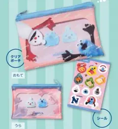 パペットスンスン スシローコラボ クリアポーチ＆シールセット ピンク