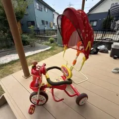 お値下げ アンパンマン三輪車 サンシェイド、リアバスケット付き
