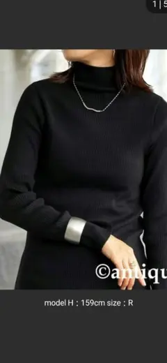 吸湿発熱ハイネックリブニット