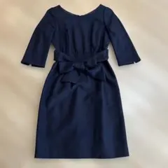 l*3様 プロポーション　ボディドレッシング　ネイビー リボン付き 七分袖ワンピ
