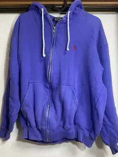 【人気カラー】ポロ ラルフローレン ジップパーカー 刺繍ロゴ パープル M相当