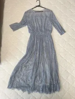 アンデミュウ　Andemiu 結婚式　ワンピース　ロング　水色