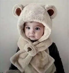 可愛いクマデザイン帽子(カーキ色)