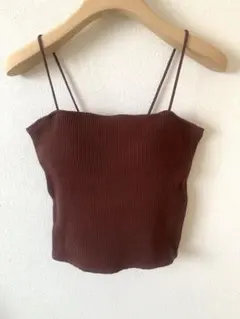 【MOUSSY】SQUARE RIB キャミトップス ブラウン カップ付き 茶色のサムネイル