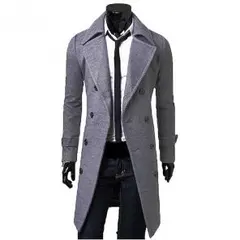 [M L  /グレー]チェスター コート  スリム メンズ  ダブル