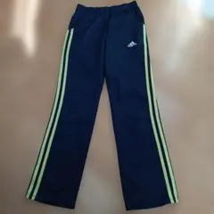 adidas キッズ ジャージ パンツ ネイビー 蛍光イエロー　150　女の子