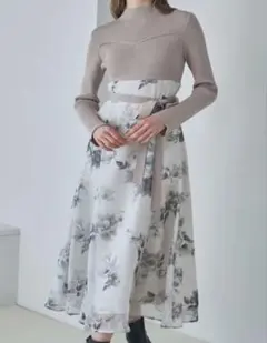 MERCURYDUO フラワードッキングロングスリーブワンピース　S サイズ