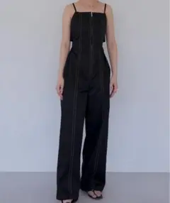 Uenui バックオープン ステッチ キャミサロペット