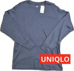 新品UNIQLO ダークブルーソフトタッチクルーネック 長袖カットソー XL