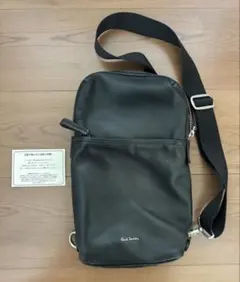 Paul Smith 本革レザー 金具ロゴ ボディバック 肩がけバッグ 黒