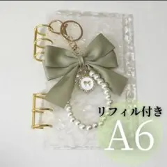 リボン付き アクリルバインダー A6 家計簿 韓国 バインダー貯金 クリア