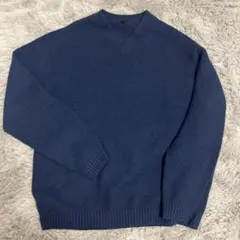 ユニクロ　ダークブルー Vネック ニットセーター　L 未使用品