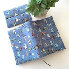 カフェ柄のブックカバー・ティシュケース付