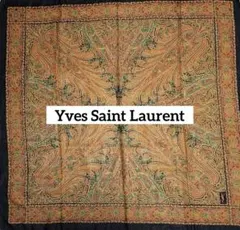 美品 ★イヴサンローラン★ ストール ショール ペイズリー ウール混 ブラック.