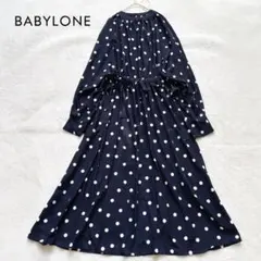 新品✨BABYLONE バビロン ドット柄ロングワンピース 薄手 ウエストリボン