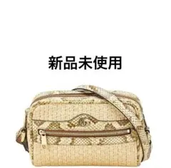 未使用品GUCCI ラフィア×パイソン柄 ショルダーバッグ 574493