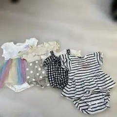 ベビー80 半袖ロンパース5点セット 女の子 チュール ワンピ