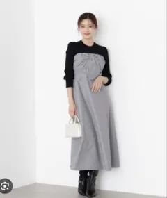 リボンデザインのニットワンピース