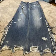 GYDA ダメージデニムロングスカート Sサイズ