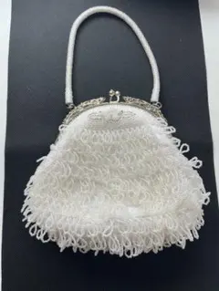 ビーズバッグ 白 がま口 パーティー フォーマル 七五三 和装　ヴィンテージ