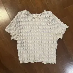 ライトグレー しわ加工 半袖Tシャツ S