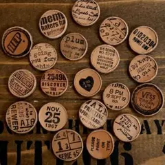 革タグレザータグ　ヌメ革丸タグ20個セット⑤ハンドメイド素材コラージュ素材