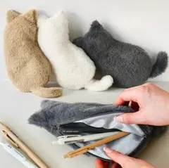 ［新品］猫のぬいぐるみ ペンケース ブラック