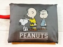 スヌーピー PEANUTS 保冷保温 エコバッグ 折りたたみ 新品　ダークグレー