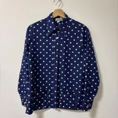 【US vintage 】ネイビー 水玉模様 長袖シャツ