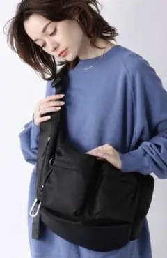 美品☆JEANASIS ナイロンベルトボディBAG ブラック
