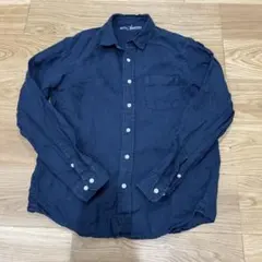 無印良品 リネン長袖シャツ ネイビー Mサイズ 麻100%のサムネイル