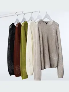 UNIQLO メッシュ編み 長袖ニット XL ベージュ