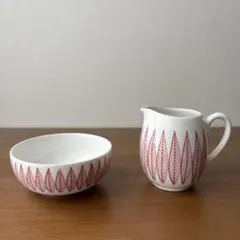 グスタフスベリ Salix（サリックス）レッド ボウル＆クリーマー 2点