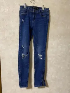 ダメージ加工スキニーデニム ダークブルー　サイズusa 04