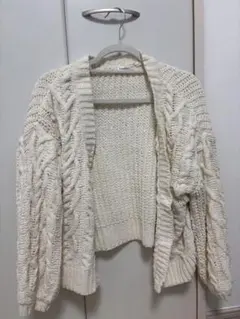 Khalita アイボリー ケーブルニットカーディガン M