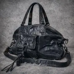 【archive】レザーボストンバッグ 2way ブラック エイジング　y2k