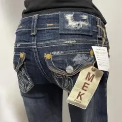 MEK DENIM 刺繍フラップデニム ブーツカット Y2K サイズ25 未使用