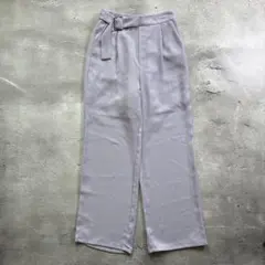 ラベンダー ワイドパンツ ベルト付き ハイウエスト イージーパンツ レディースのサムネイル