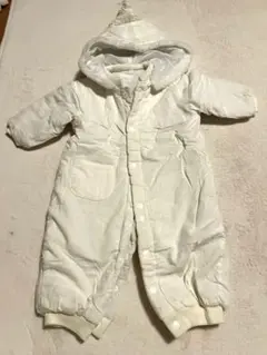 ホワイトフード付きジャンプスーツ　50-80センチ