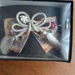 和装髪飾り リボン型 黒 ブルーグレー 金銀