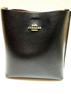 未使用 コーチ モーリーバケット 2way ショルダーバッグ 黒 レザー 中