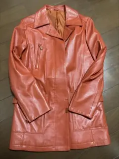 オレンジ 羊革ジャケット